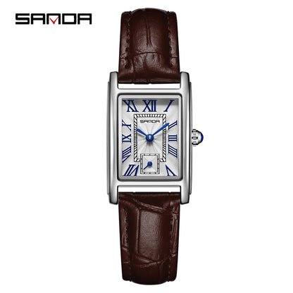 SANDA Top Fashion 1116 Women's Watch Elegant Design Rectangular Dial Waterproof Quartz Movement Business Women's Quartz Watch