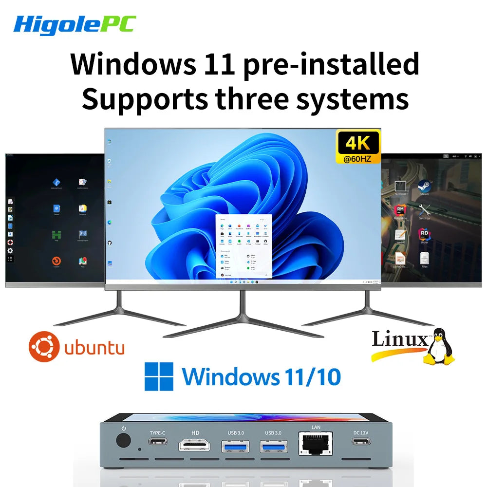 Industrial Higole Gole 2 Pro 5.5" Mini Computer Intel Win11 8/16GB RAM 4K for AI/Automation/Education Portable PC
