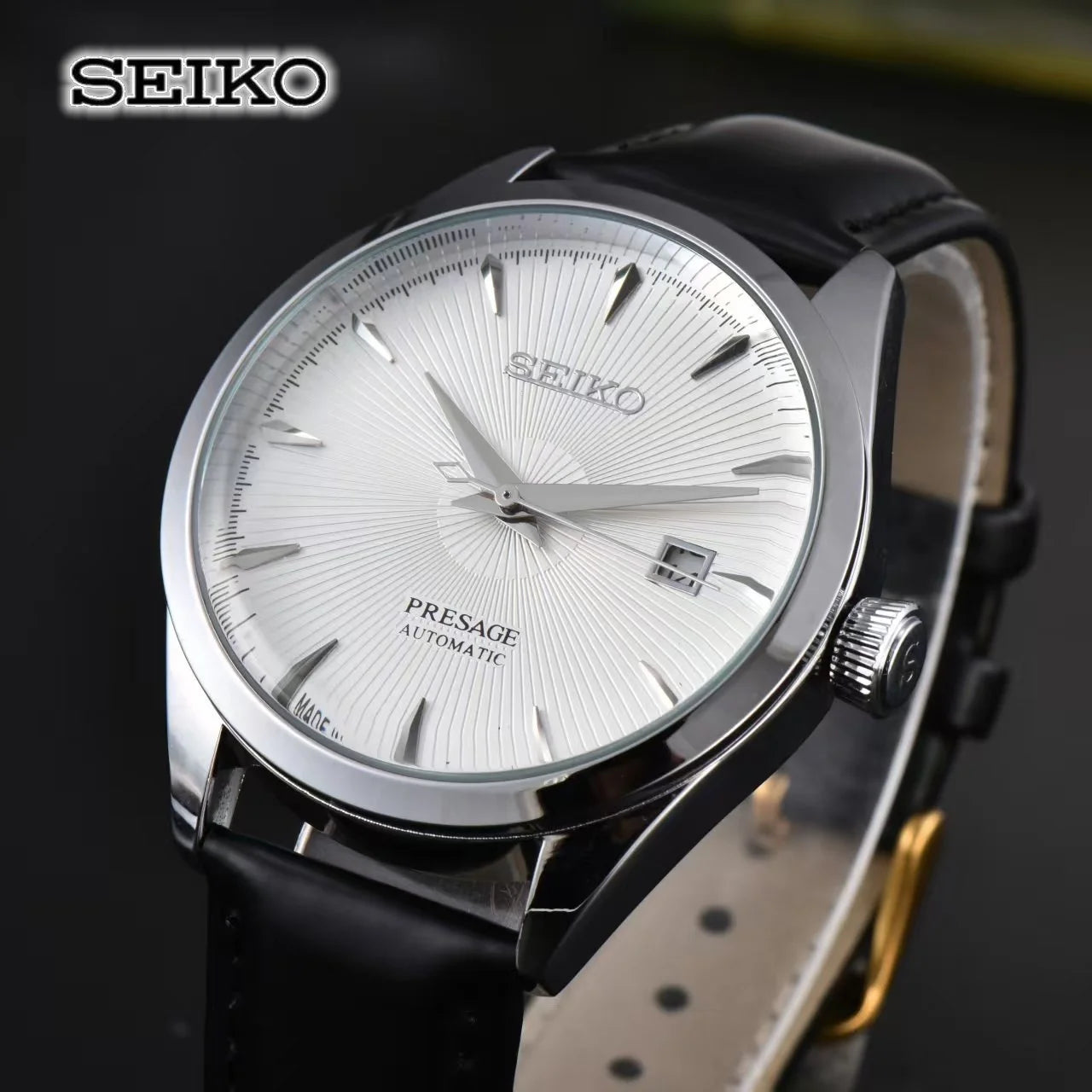 Seiko Business Leisure Machinery Watch Fashion Simple Calendar High quality Leather Strap Men's Women's Boutique Couple Watch