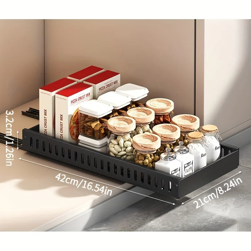 Pull-out Cookware Frying Pan Storage Rack with 8 Adjustable Dividers Pot Lid Holder Under Cabinet Kitchen Organizer