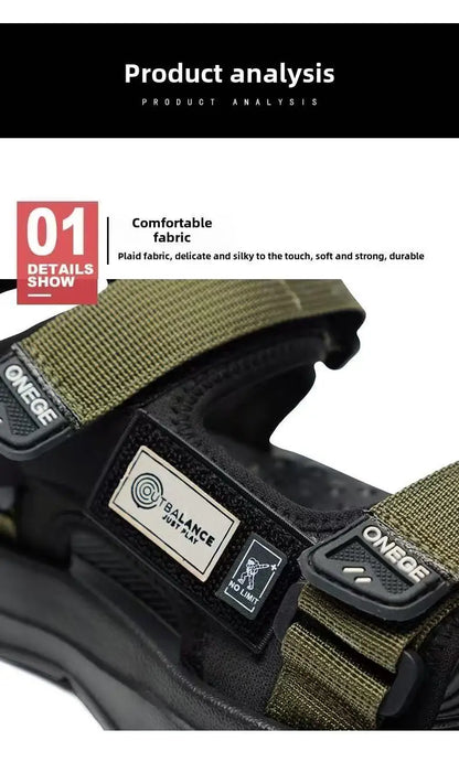 A Pair of New Summer Wear-Resistant Men's Sandals, Breathable Casual Business Beach Shoes, Thick-Soled Non-Slip Soft-Soled Shoes