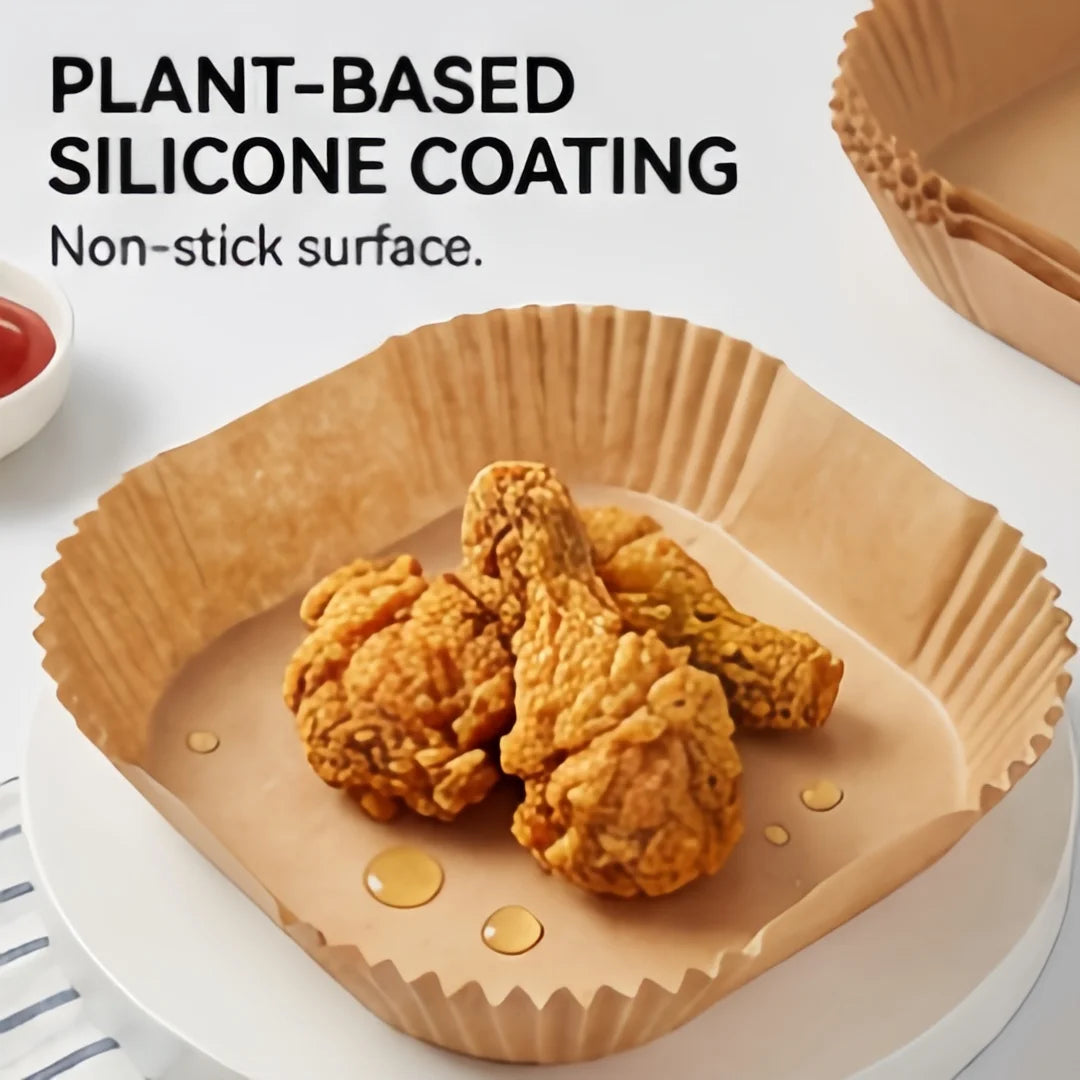 50 Pcs Non-Stick Air Fryer Liners 20cm, Pre-cut Parchment Paper for Healthier Cooking, Easy Clean Up