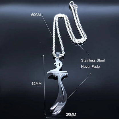 Arabic Sword Saudi Necklaces Stainless Steel Islamic Muslim Zulfiqar Imam Ali Swords for Men Islam Accessories Gift  Jewelry