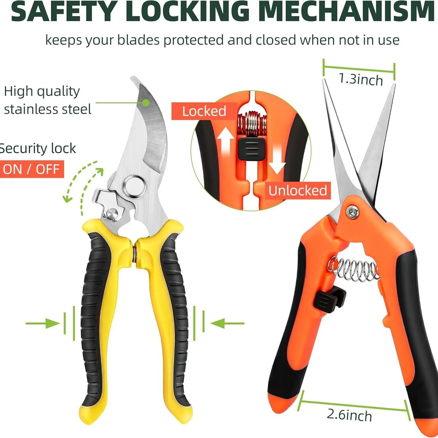 3Pack Stainless Steel Pruning Shears Garden Shears Garden Clippers With Oxford Storage Bag Gardening Tools Scissors