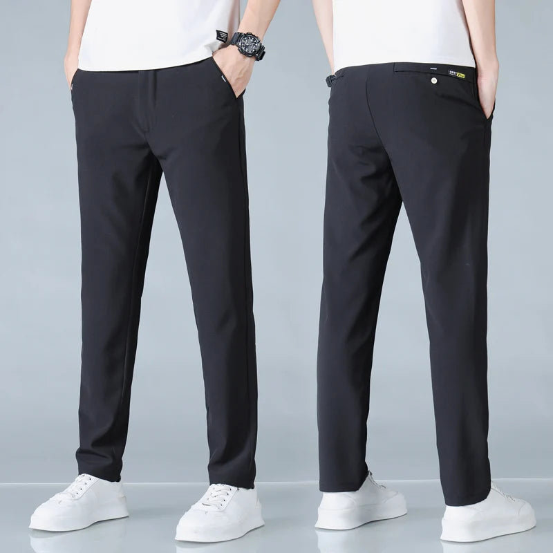 2025 Spring Summer Ultra-thin Men's Casual Pants Slim Straight Leg Elastic Waist Sports Jogging Trousers Fashion Men Golf Pants