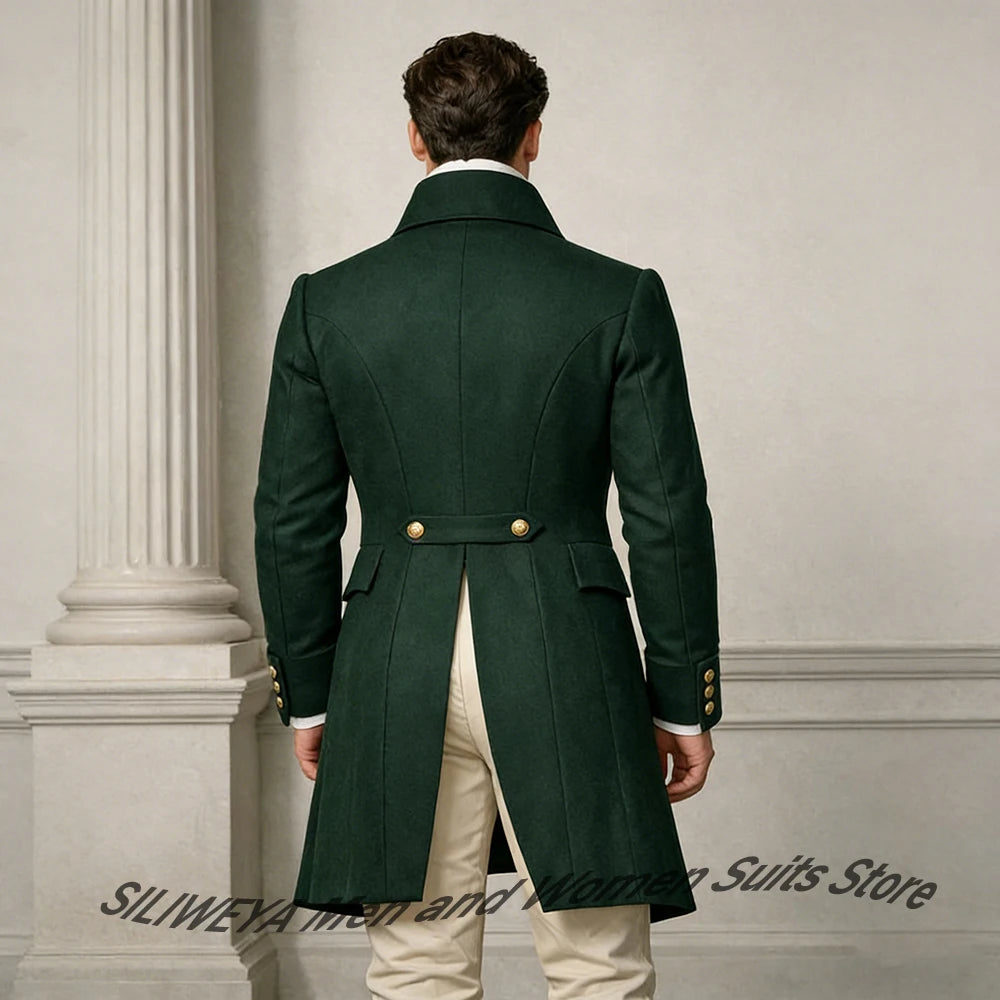 Classic Green Men's Suits Set Double-Breasted Tailored Jacket+Vest+Pants Three Pieces Elegant Formal Wedding Groom Tuxedos