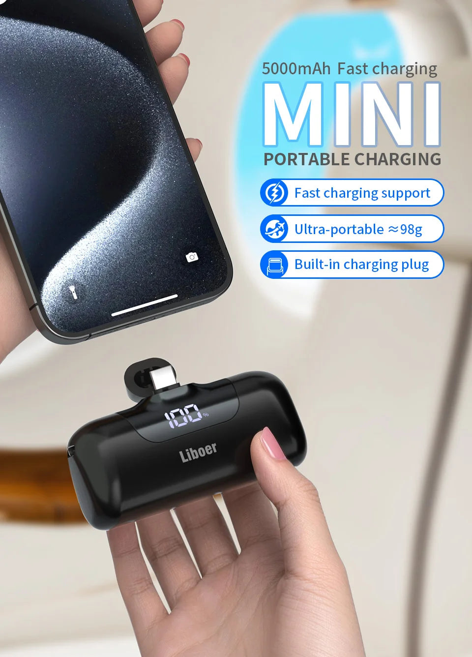 Portable Charger 5000mAh Fast Charging Mini Power Bank Type C for HUAWEI iPhone Samsung Xiaomi Redmi External Battery Powerbank