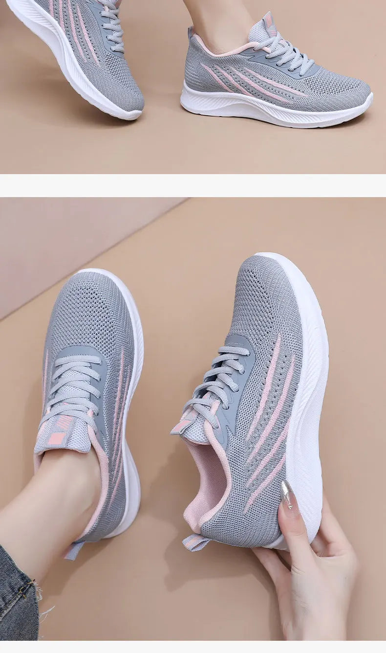 Women's Lightweight Running Shoes Summer Breathable Lace-Up Gym Walking Training  Cushioned Sole Non Slip Fatigue Relief Casual
