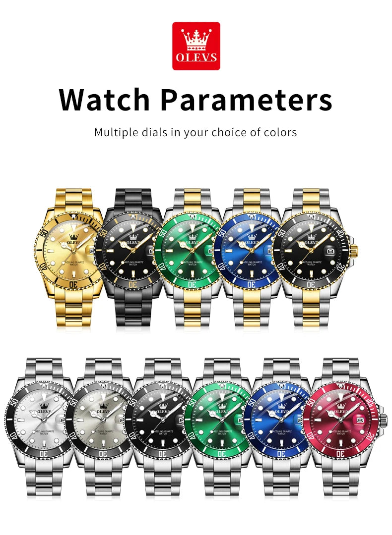 OLEVS Watches 5885 Mens Watch Original High Quality Quartz Watch Waterproof Luminous Calendar  Watches For Men Box Gifts Reloj