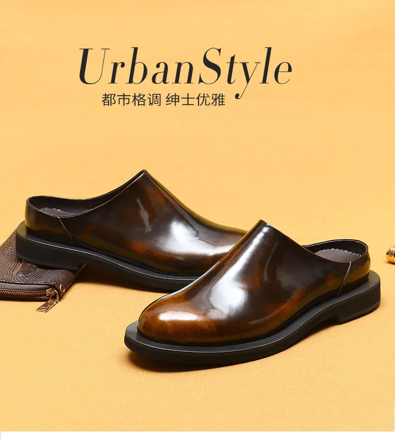 Luxury Men's Slippers Genuine Leather Loafers Men Moccasins Casual Non-slip Man Shoes Italian Summer Fashion Half Shoes for Men