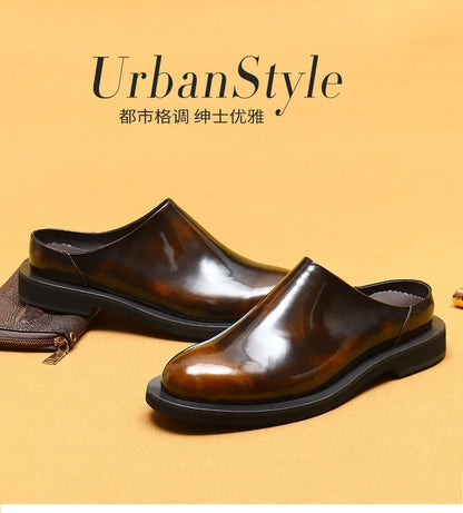 Luxury Men's Slippers Genuine Leather Loafers Men Moccasins Casual Non-slip Man Shoes Italian Summer Fashion Half Shoes for Men