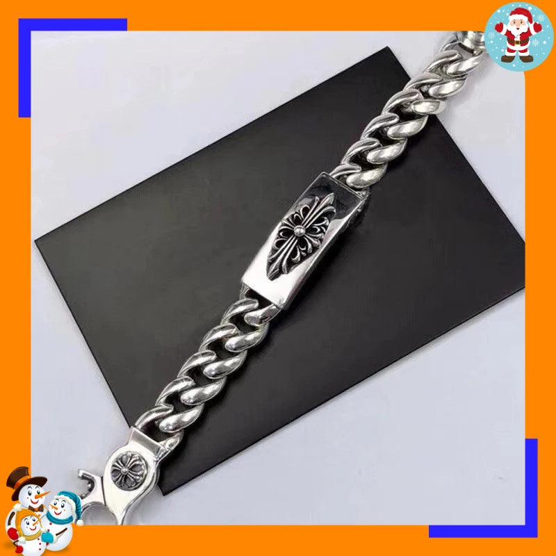 Bracelet Punk Cross Full Flower Domineering Old Sword Hip Hop Rock Fashion Thick Bracelet Men's