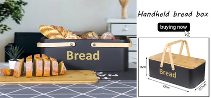 Metal Bread Box Black bread Bin Bread Storage box Food Storage Containers for Kitchen Large household Food Container