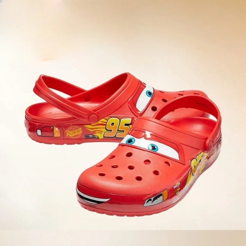 Cartoon Slippers Men Sandals Casual Ankle-Wrap Eva Car Flip Flops Shoes Lightning Mcqueen Outdoor Beach Holey Shoes
