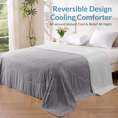 Cooling Comforter King Size Grey, Lightweight Summer Blanket for Hot Sleepers, Soft Breathable Bedding for Night Sweats