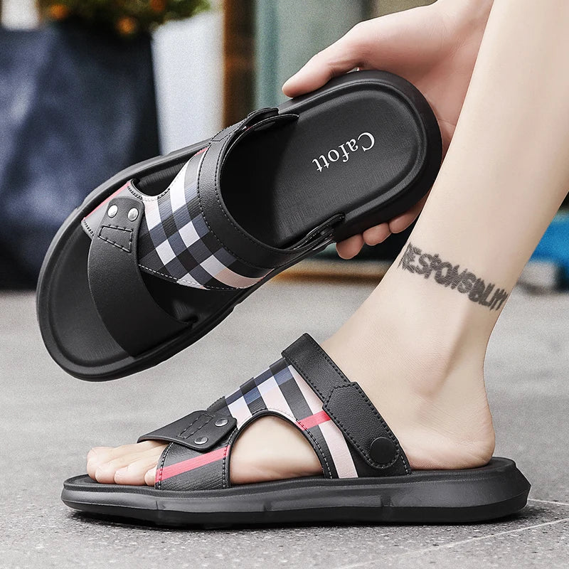 Sandals Men's 2025 New Summer Casual Beach Shoes Indoor and Outdoor Wear Two-Wear Lightweight One-Line Sandals
