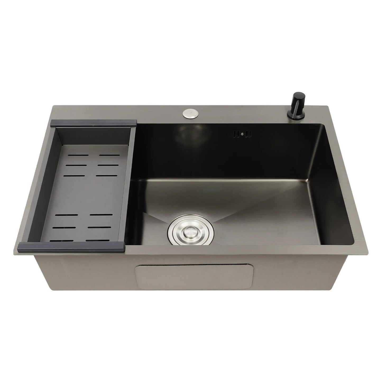Stainless Steel Kitchen Sink with Draining Basket Soap Dispenser Utility Sink and Drainer with Efficient for Home Kitchen