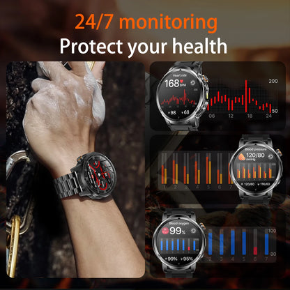 2026 New  Outdoor Smart Watch 1.85inch AMOLED 1000mAh Large Battery 5ATM Waterproof Voice Call Sports Men Fitness Bracelet