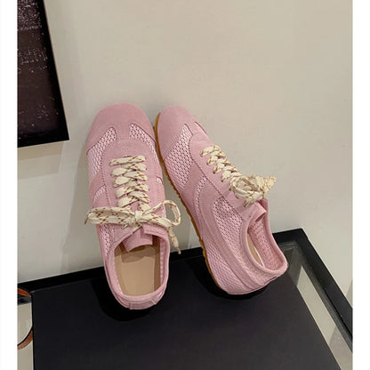AIYUQI Mesh German Training Shoes Women 2026 New Summer Sneakers Women Retro Genuine Leather Casual Lace-up Sneakers Women