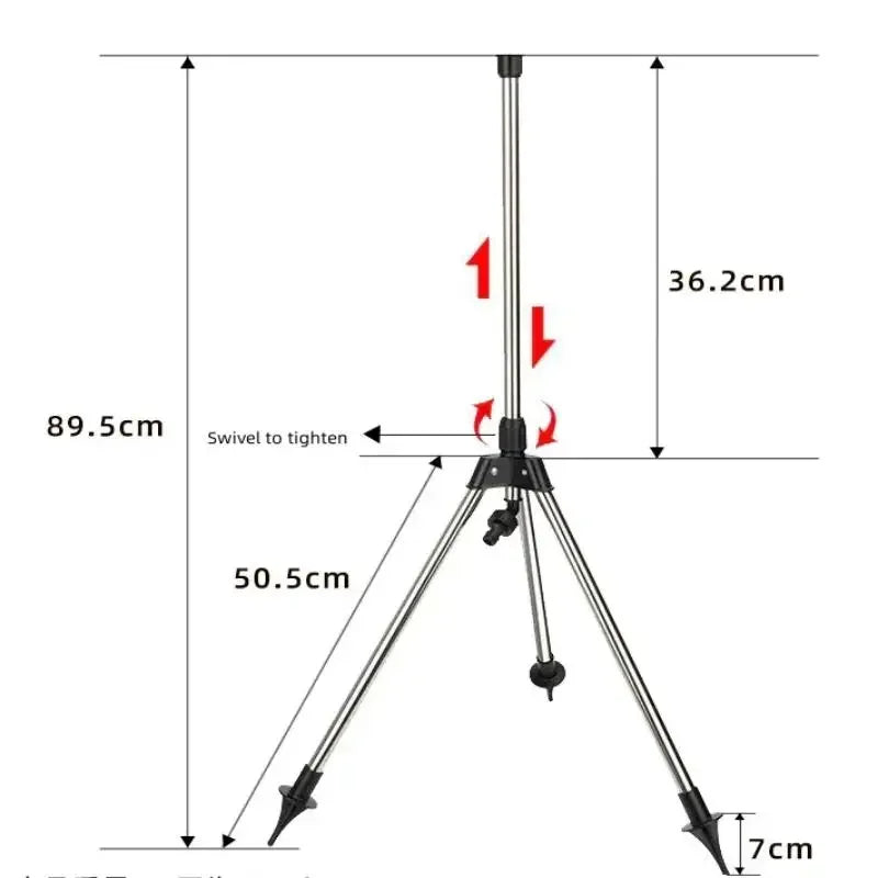 360-Degree Garden Automatic Rotating Sprinkler Stainless Steel Tripod Set Irrigation Stand Water Jet Garden Lawn Sprinkler Tool