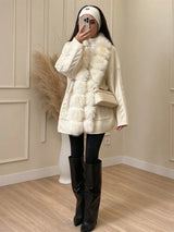Cable Knit Cardigan with Faux Fur Collar