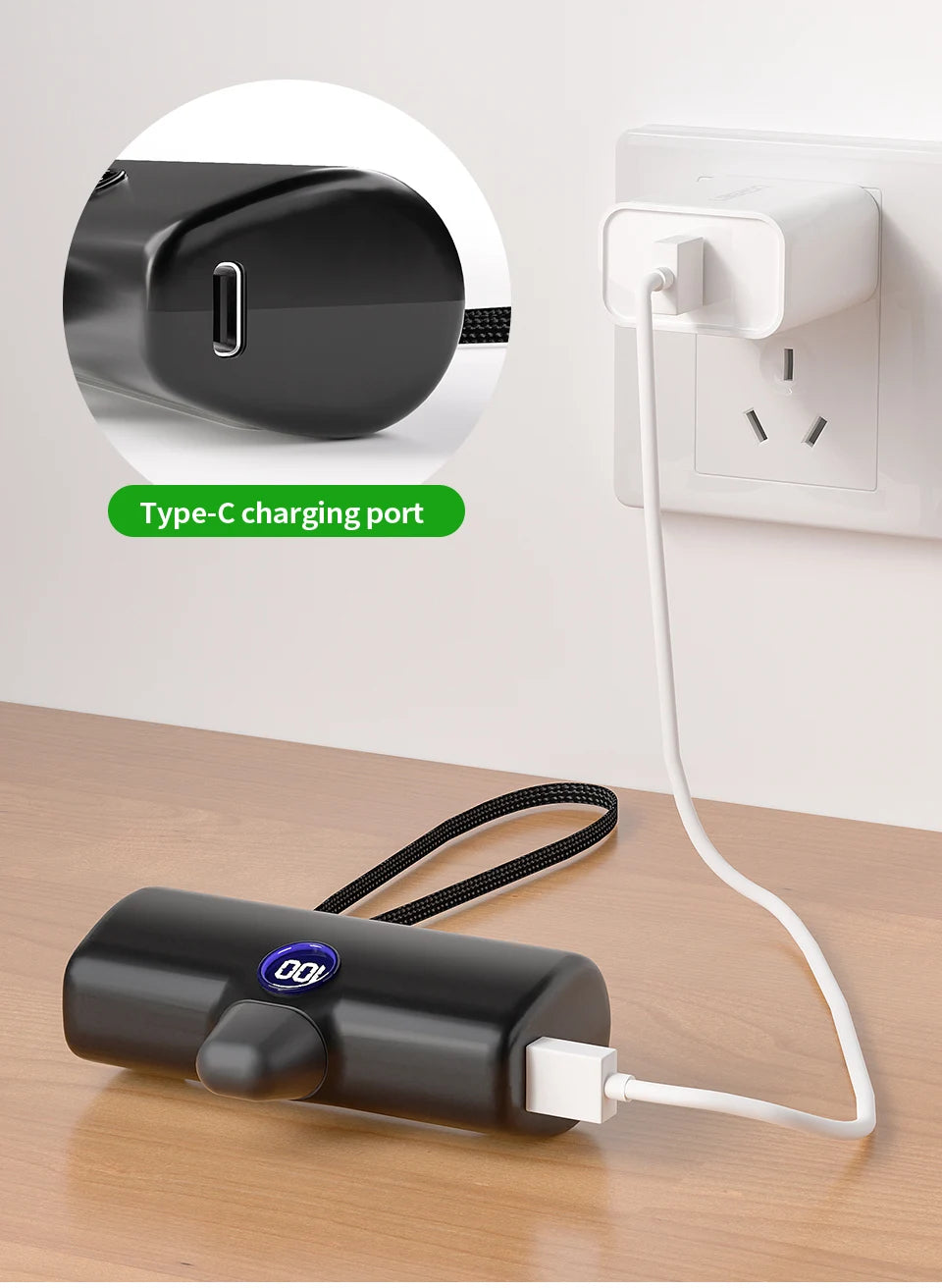 Fast Charge Portable Charger for iPhone Samsung Xiaomi Compact External Spare Battery Built-in Plug PD Fast Charging Power Bank