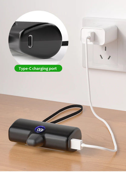 Fast Charge Portable Charger for iPhone Samsung Xiaomi Compact External Spare Battery Built-in Plug PD Fast Charging Power Bank