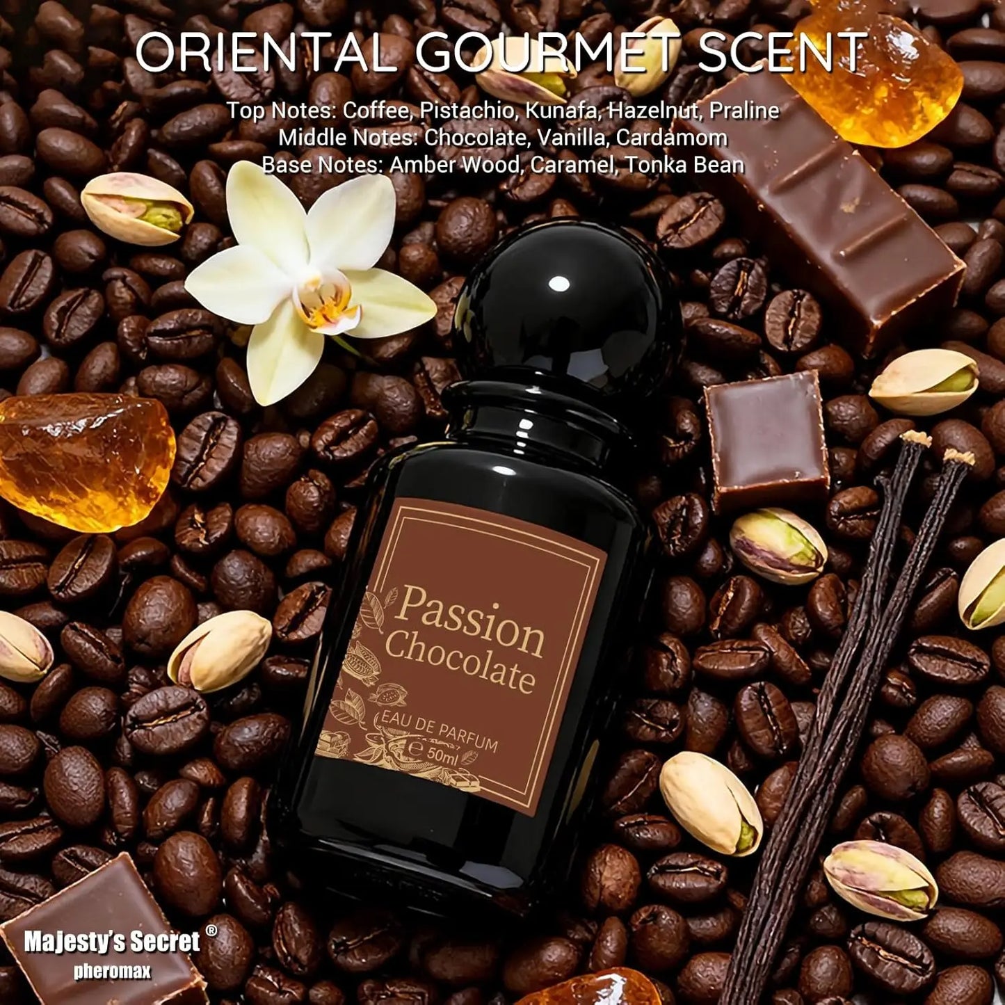Passion Chocolate Perfume for Women - 1.7 fl oz / 50ml Long Lasting Eau de Parfum with Pistachio, Coffee & Cocoa - Arabian Gourmand Niche EDP Spray, Romantic Birthday Gift for Her