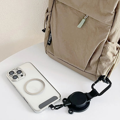 For Magsafe Magnetic Universal Mobile Phone Holder Backpack Clip Carabiner Retractable Steel Wire Rope Outdoor Anti-lost Stand