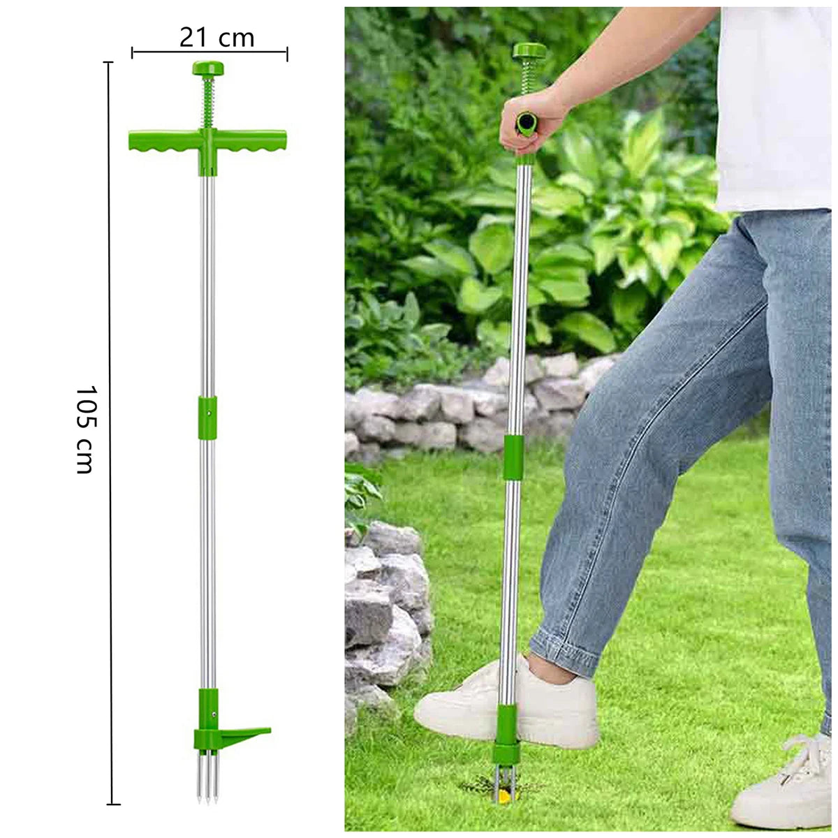 105cm Long Handle Weed Remover Portable Garden Lawn Grass Plant Flower Root Remover Outdoor Yard Aluminum Stand Up Weed Puller