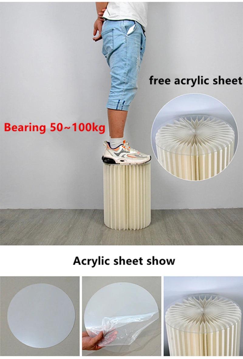 Roman Folding Column Ornaments Party Honeycomb Origami Display Stand Shop Window Wedding Decor Folding Cylindrical Flower Rack