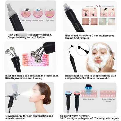 10in1Multifunction Facial Beauty Equipment Hydra Dermabrasion Oxygen Jet Peel Skin Cleaning Machine ProfessionalSalonUseforF
