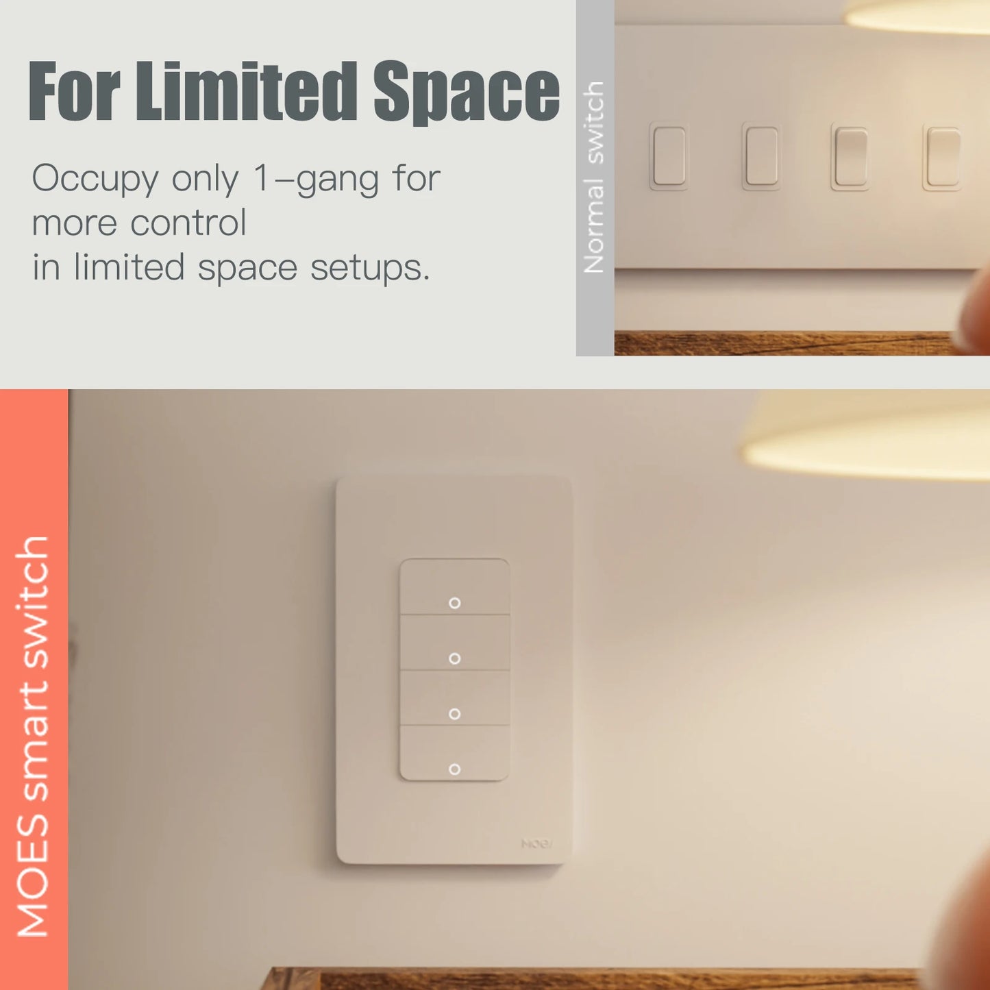 MOES Tuya ZigBee Smart Light Switch US Push Button Wall Switch Work With Alexa Google Home Neutral Wire/No Neutral Wire Required