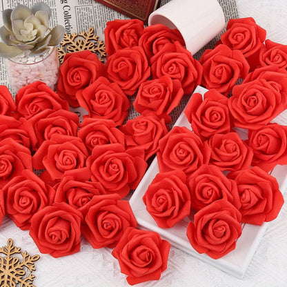 100PCS Artificial Rose Flower Heads, Real Looking Foam Roses for DIY Wedding Baby Shower Centerpieces Party Home Decorations