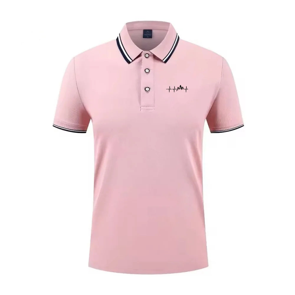 Summer men's 100% polyester fashion Milan print casual knight stripe lapel short-sleeved shirt polo shirt top