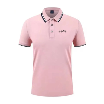 Summer men's 100% polyester fashion Milan print casual knight stripe lapel short-sleeved shirt polo shirt top