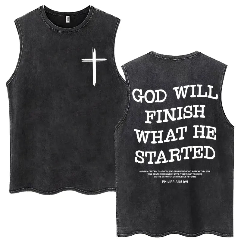 Washed Jesus Is King Christian Harajuku Vintage Tank Tops Men Women Gothic Sleeveless T-shirt Loose Summer Cotton Casual T Shirt