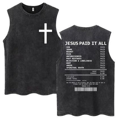 Washed Jesus Is King Christian Harajuku Vintage Tank Tops Men Women Gothic Sleeveless T-shirt Loose Summer Cotton Casual T Shirt
