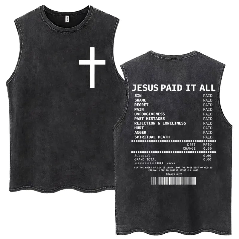 Washed Jesus Is King Christian Harajuku Vintage Tank Tops Men Women Gothic Sleeveless T-shirt Loose Summer Cotton Casual T Shirt