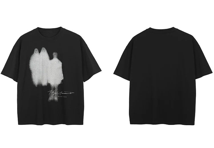 T-Shirt Streetwear Shadow Graphic T Shirt Cotton Hipster Men Tshirt Unisex Tops Tees Black Hip Hop Clothing