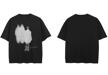 T-Shirt Streetwear Shadow Graphic T Shirt Cotton Hipster Men Tshirt Unisex Tops Tees Black Hip Hop Clothing