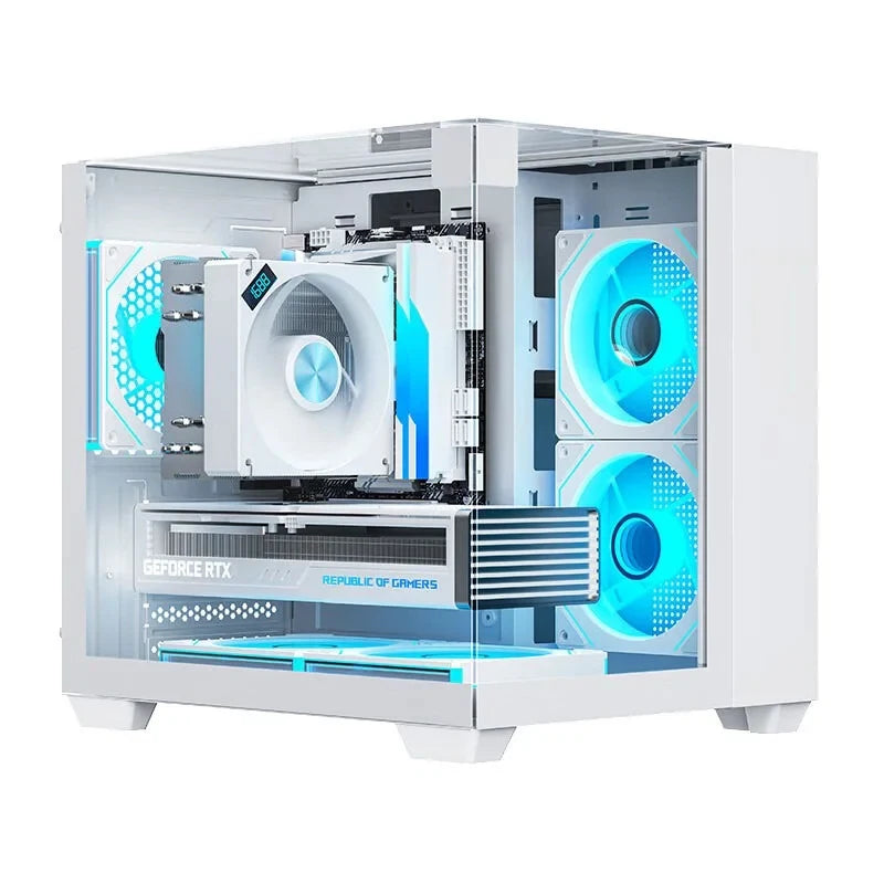Yeah Magic CUBE MATX PC Case 270° Panoramic View Ultra-Clear Triple-Glass Showcase Design Supports up to 5 Fans オフィス＆ゲーミング PCケース