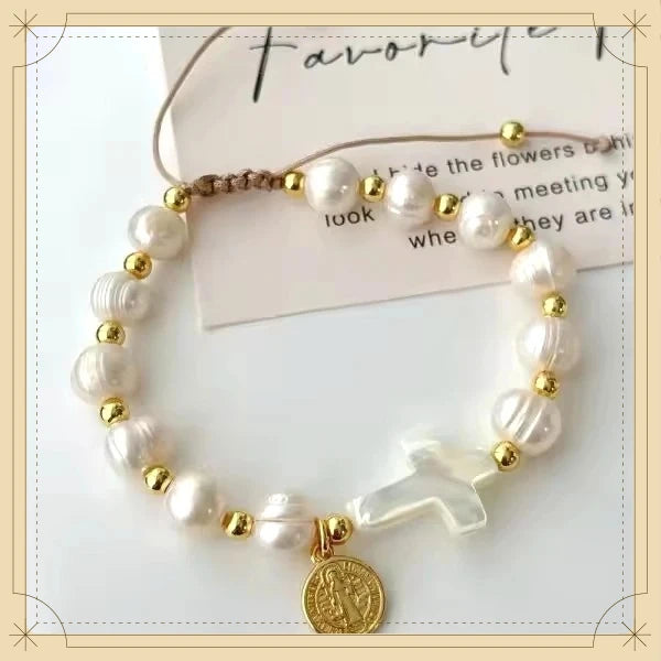 Religious Charm & Pearl-Detail Bracelet Set — product image