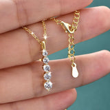 Oxtao Five-Stone Moissanite Pendant Necklace — view 3