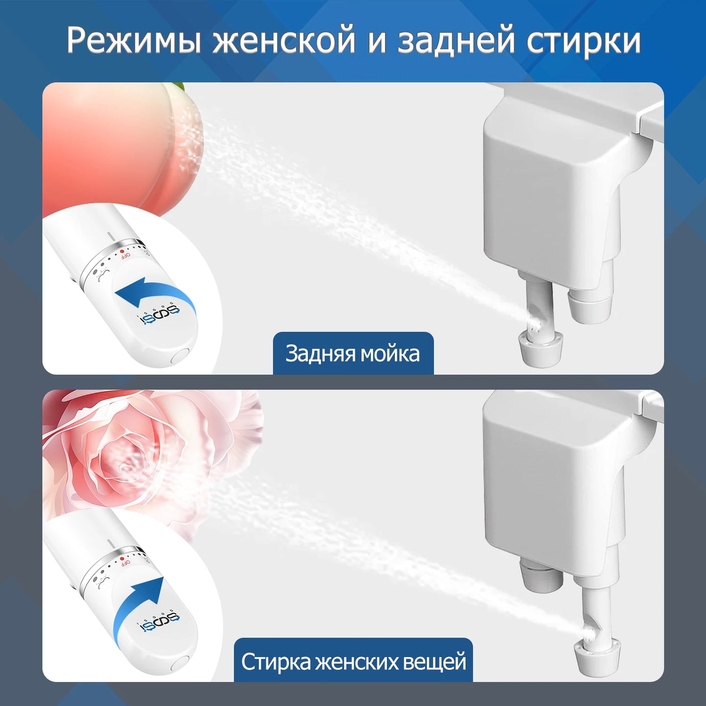 SOOSI Toilet Seat Bidet Attachment Ultra-Slim Double Nozzle Adjustable Water Pressure Non-Electric Ass Sprayer