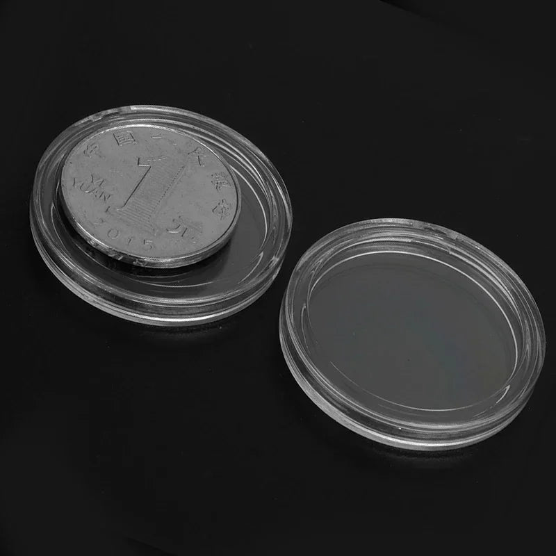 100Pcs 16-40mm Transparent Round Coin Storage Box Capsules Collection Coin Holder Containers Coin Capsule Case Supplies Gifts