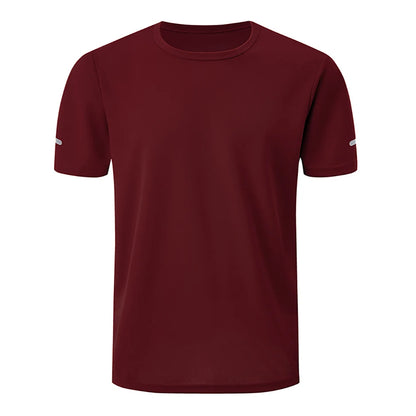 2/4/6Piece Four Seasons Men's Solid Color Round Neck Short Sleeve Top With Printed Cuffs Youth Sports And Leisure T-shirt trendy