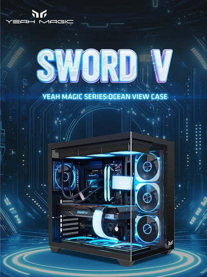 Yeah Magic Sword V 270° Column-Free Panoramic View ATX PC Case  Superior Thermal Performance Gaming And Office PC Case