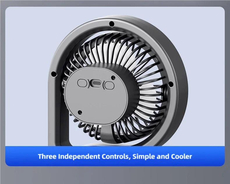 TINSOL Portable Three-Head Fan, 360° Wind Direction Adjustment, Five-Speed Wind, Dormitory and Outdoor Desktop Fan