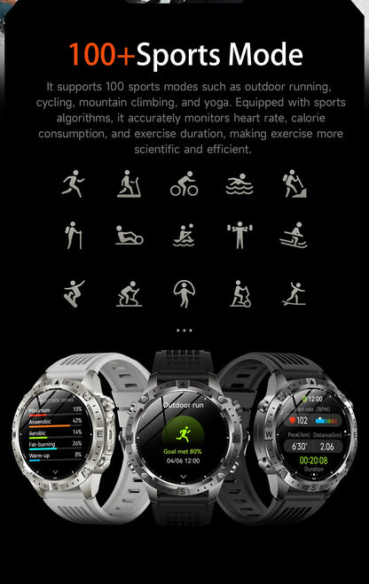 2026 Offline Map New Smart Watch 3ATM Waterproof GPS Navigation Compass Altimeter Flashlight Men 170+ Sports Bracelet Men Women
